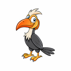 Hornbill Bird Perched On White