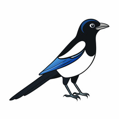 Magpie Bird Perched Vector Style On White