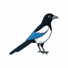Magpie Bird Perched Vector Style On White