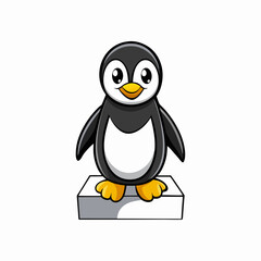 Penguin Bird Perched On White