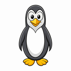Penguin Bird Perched Vector Style On White