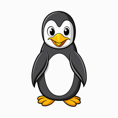 Penguin Bird Perched Vector Style On White