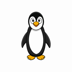 Penguin Bird Perched Vector Style On White