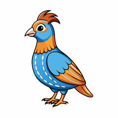 Quail Bird Perched Vector Style On White