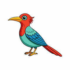 Sunbird Perched Vector Style On White