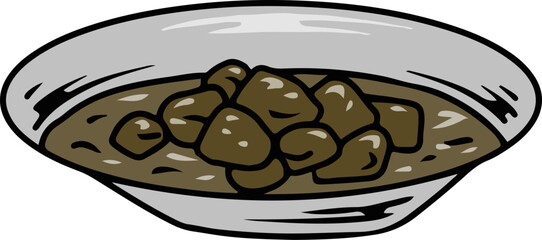Illustration of Brown Stew in Bowl