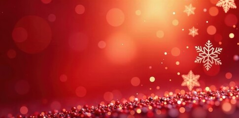Delicate snowflakes fall on a red-to-gold gradient background , background, christmas