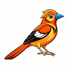 Tanager Bird Perched Vector Style On White