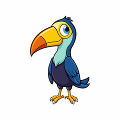 Toucan Bird Perched Vector Style On White