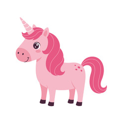 Pink Cartoon Unicorn – Whimsical Fantasy Creature Illustration