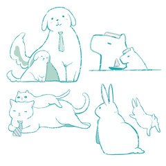 父の日用・動物イラストセット（白）