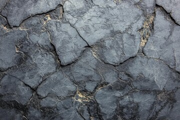 Close-up of cracked and weathered dark asphalt surface with visible texture and irregular patterns