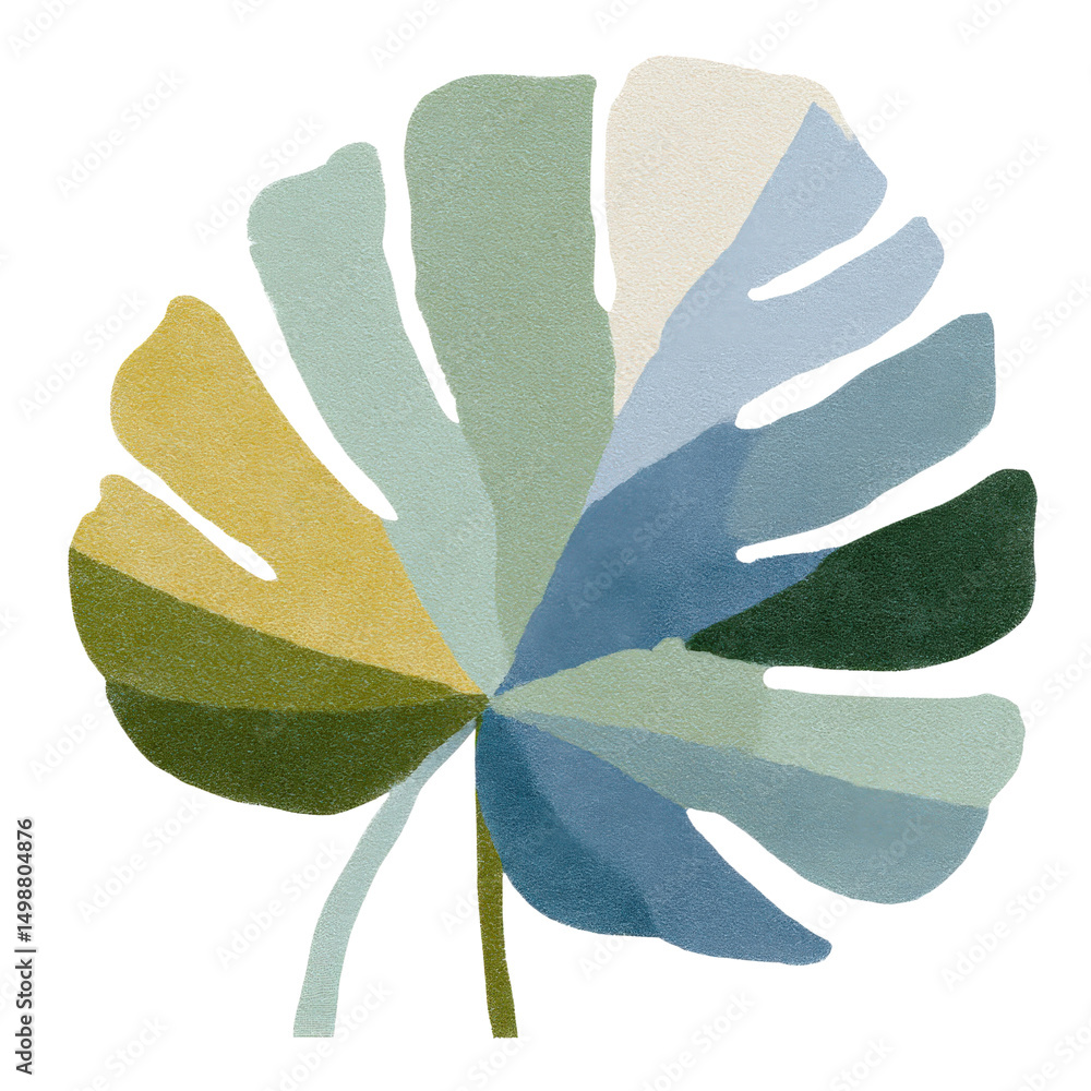 Poster abstract leaf design: a colorful and abstract leaf design, depicting a botanical illustration with s