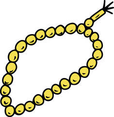 Hand-Drawn Beaded Golden Necklace Illustration