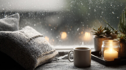 Cozy Morning Rituals on a Rainy Weekend with Soft Tones and Warm Ambiance