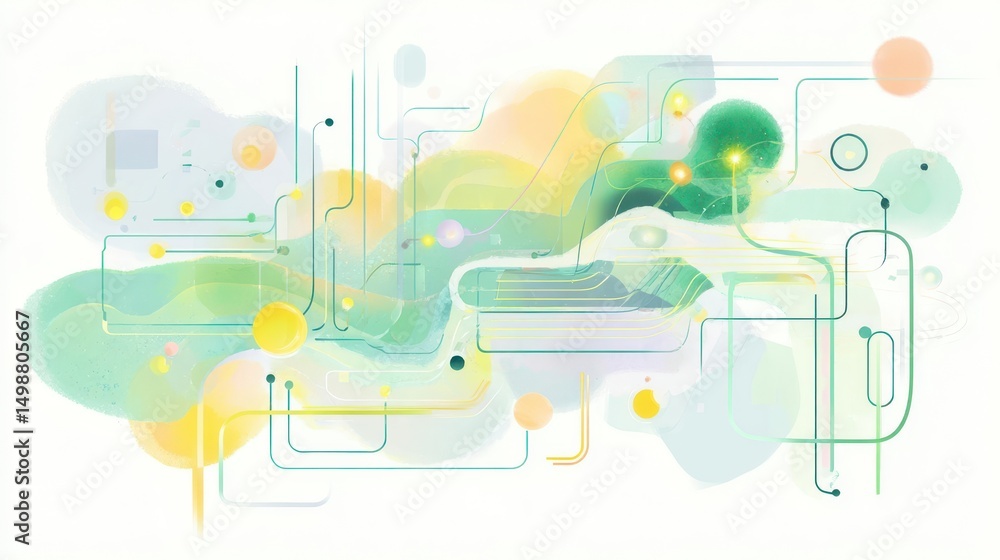 Poster abstract design with flowing shapes and lines.