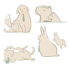 父の日用・動物イラストセット