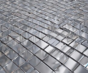 Reflective silver grid  High-gloss finish, subtle geometric design ,  clean,  simple