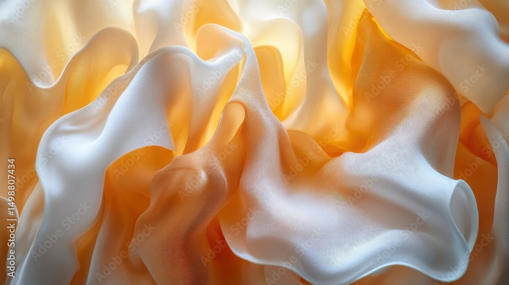 Poster elegant flowing fabric texture with warm light and soft shadows