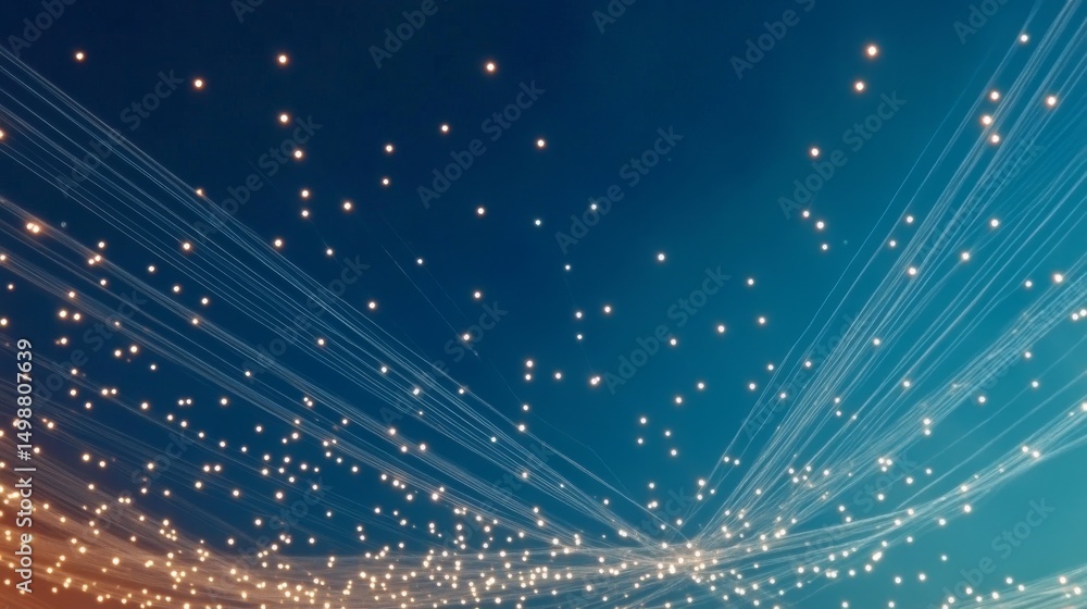 Poster Abstract Network Connectivity: Luminous Nodes and Lines on a Gradient Blue and Orange Background
