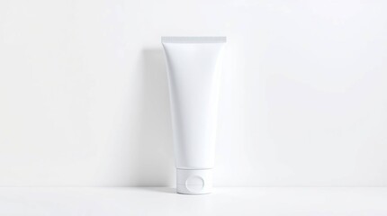 Photorealistic White Lotion Tube Mockup Clean Minimal Packaging