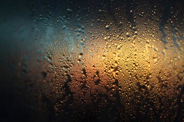 Obraz premium Rainy Window Pane: A captivating macro shot of condensation on a window, blurring the outside lights into shimmering orbs, creating a mesmerizing effect