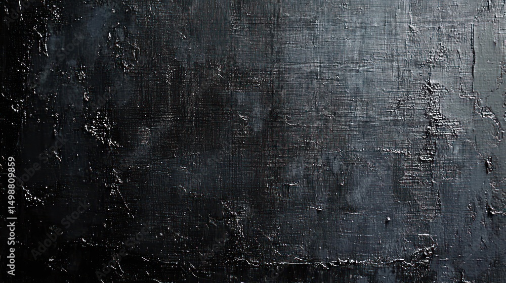 Poster black textured surface with rough and uneven paint patches creating an abstract dark background with