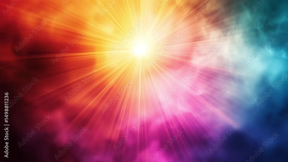 Poster exploring vibrant cosmic colors and dynamic light effects in a stunning visual display of space