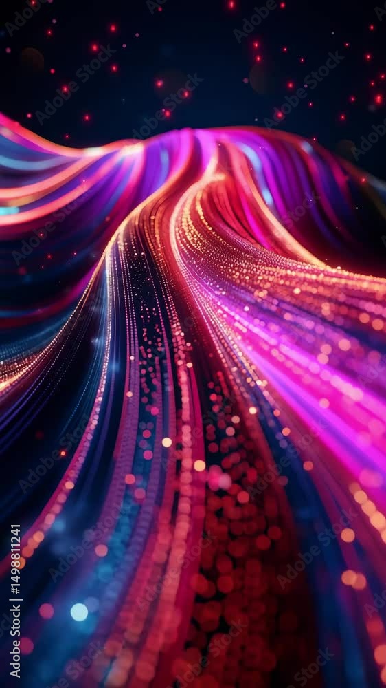 Poster vibrant light patterns create a mesmerizing visual journey through colorful wave formations in a dig
