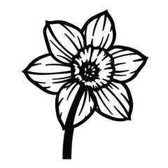 Black and White Silhouette of a Daffodil Flower
