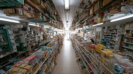 Fototapeta premium Inside a grocery store with numerous products on display.