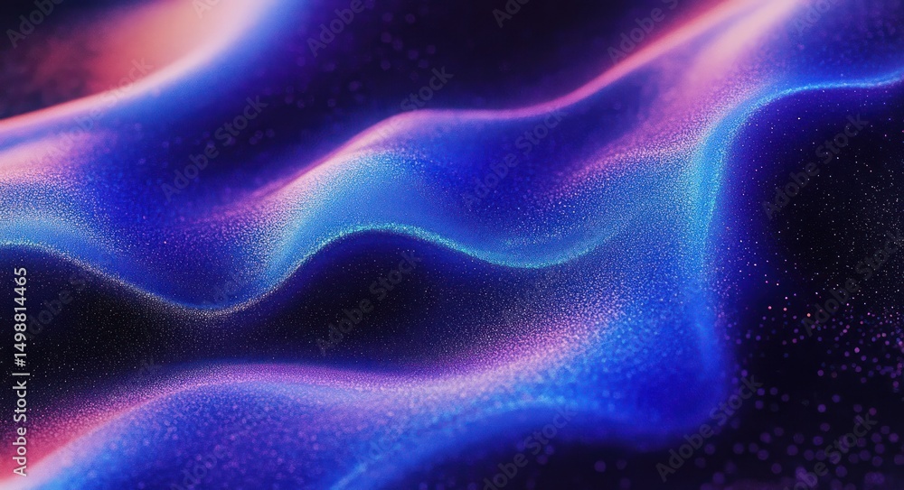 Aufkleber abstract smooth flowing waves of blue and purple with glowing particles creating a vibrant and dynam