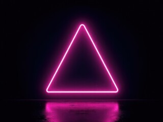 neon Neon pink triangle is lit up in a dark room. The triangle is the only object in the image