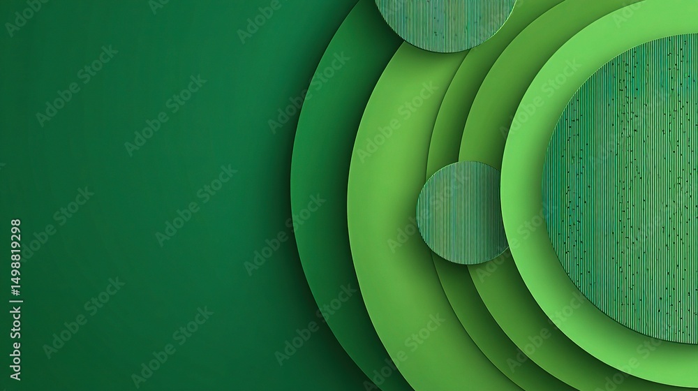 Poster modern green design with overlapping circles and textures