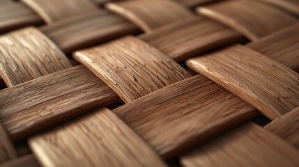 Close-up of Natural Woven Bamboo Texture for Design Backgrounds