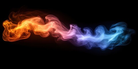 Abstract Blue Orange Smoke Wave Digital Art Design Background red fire flow dark vivid image style