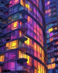 Obraz premium Colorful City Building at Night