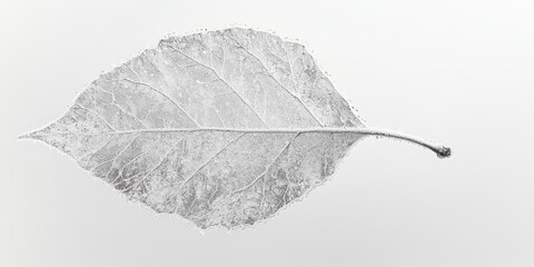 Elegant Silver Leaf Botanical Print Minimalist Nature Design Simple White Background art grey line