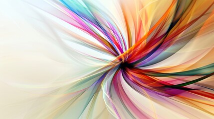 A mesmerizing composition of multicolored business lines forming an abstract vortex, fading into a clean, light-toned background, ideal for high-energy advertisements