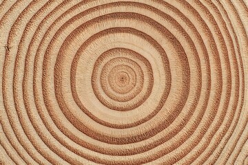 Fototapeta premium The Essence of Time: A close-up view reveals the captivating rings of a sawn tree, showcasing nature's exquisite detail in this macro photograph, offering a glimpse into the passage of time.