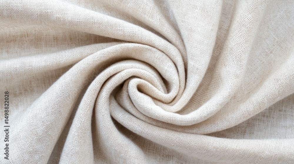 Poster soft natural linen fabric close up showing textured pattern swirl