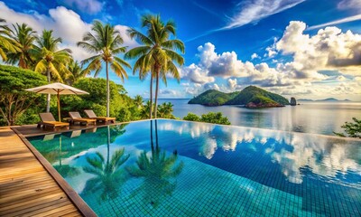 Tropical island with blue sky