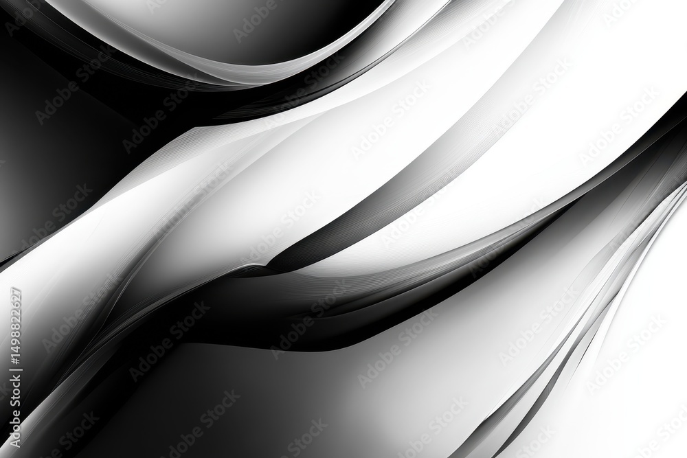 Poster abstract black and white swirls create a dynamic interplay of light and shadow in a minimalist desig