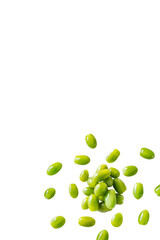 Closeup of fresh juicy organic green cherry tomatoes from the garden isolated on a transparent background without shadow from above, top view, png