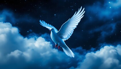 Obraz premium white dove flying in the sky