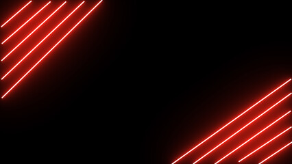 Horizontal neon line animation moving from right to left on black screen. Abstract glowing neon lights blinking lines moving animation.