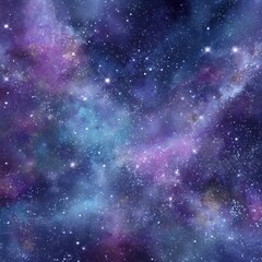 Obraz premium Vibrant cosmic galaxy digital art with swirling nebula, stars, and purple-blue gradients. Ideal for website backgrounds, creative projects, and astronomy-themed branding designs. 