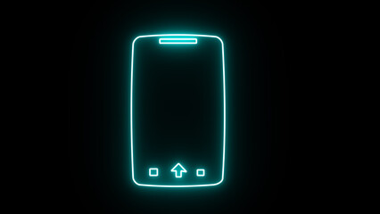 Neon phone icon. Glowing neon cellphone sign