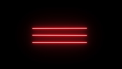 Horizontal neon line animation moving from right to left on black screen. Abstract glowing neon lights blinking lines moving animation.