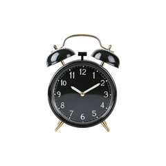 black retro alarm clock with bells on top png